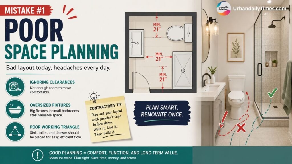 8 Bathroom Renovation Mistakes Contractors Wish You'd Stop Making 2 10 Bathroom Renovation Mistakes Poor Space Planning