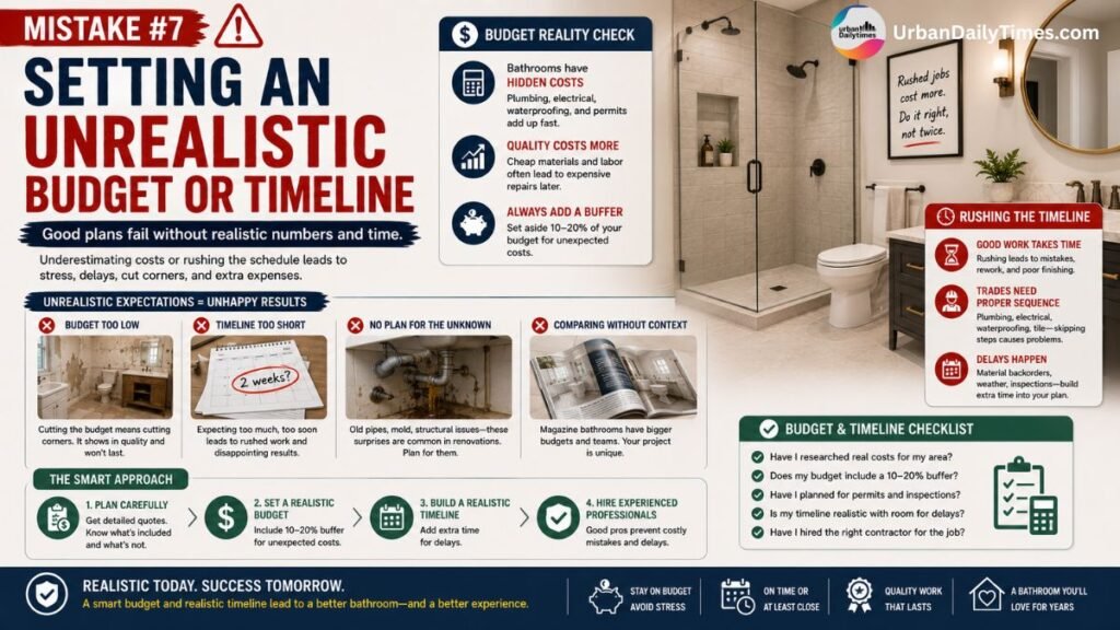 8 Bathroom Renovation Mistakes Contractors Wish You'd Stop Making 8 8 Bathroom Renovation Mistakes Setting an Unrealistic Budget or Timeline