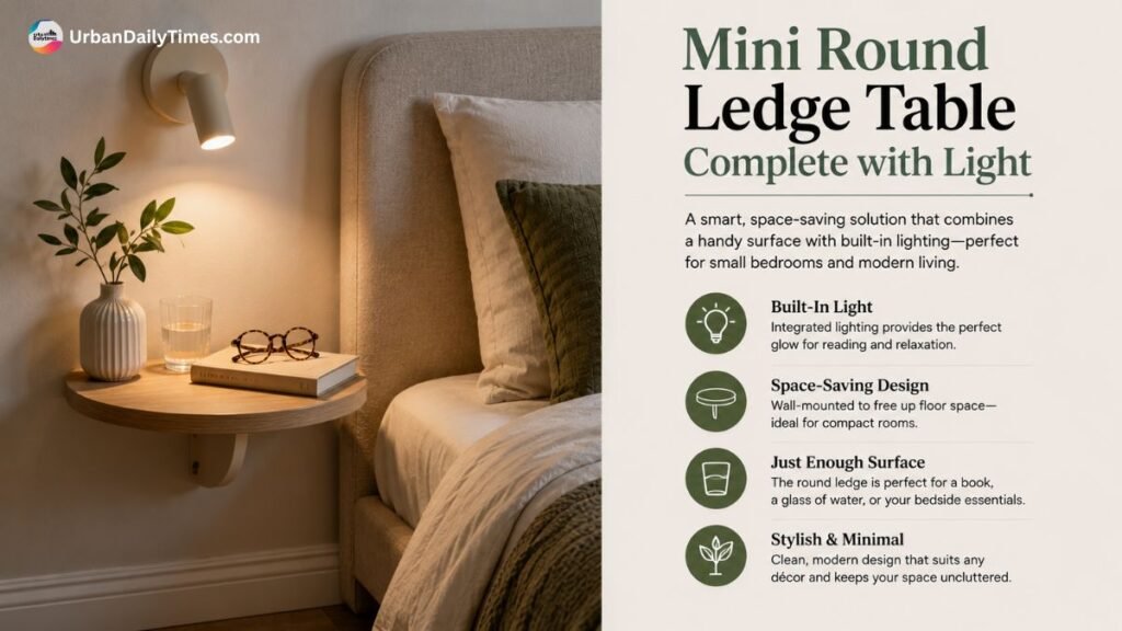 Alternative Bedside Table Ideas for a Stylish Bedroom 5 Alternative Bedside Table Ideas Mini round ledge table complete with light
