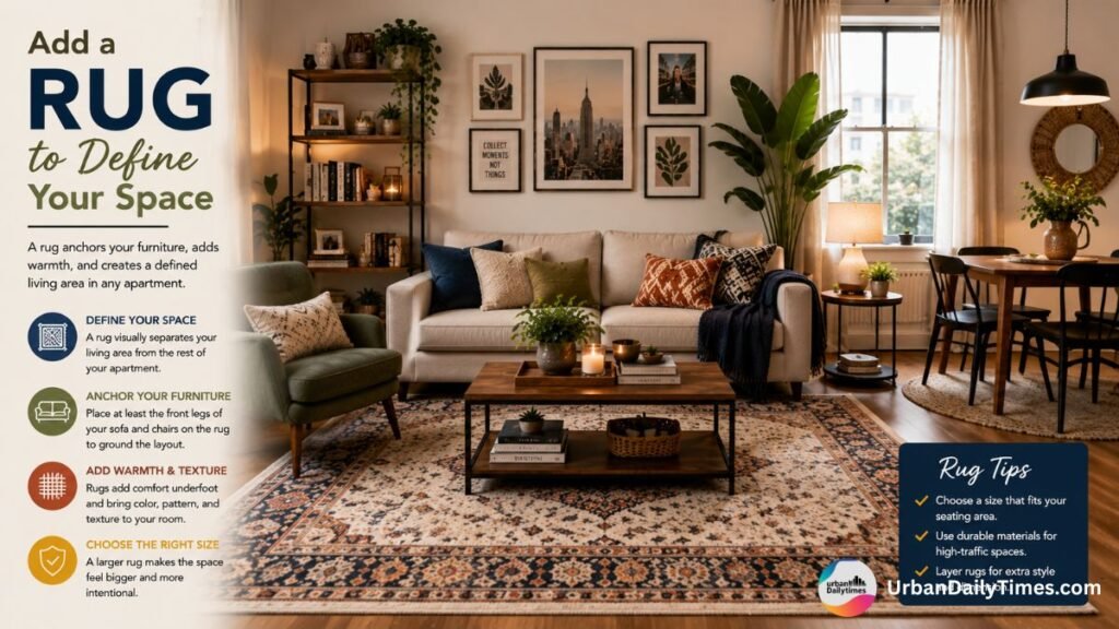 Apartment Living Room Ideas: Transform Your Space into a Stylish Haven 6 Apartment Living Room Ideas Add a Rug to Define Your Space