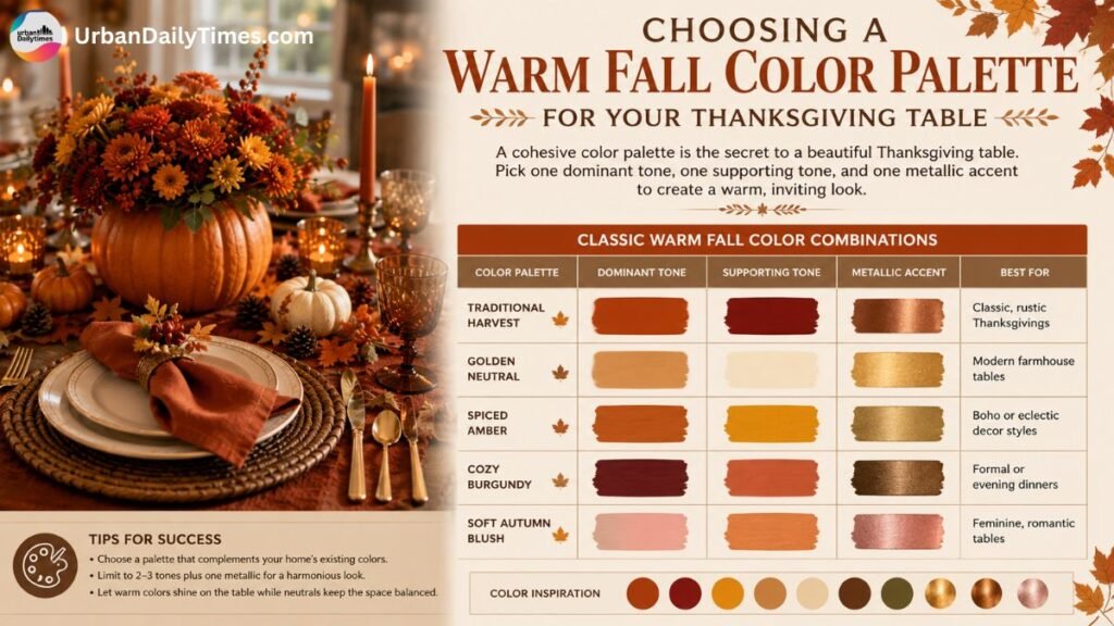 How To Set a Thanksgiving Table in Warm Fall Colors 3 Thanksgiving Table in Warm Fall Colors Choosing a Warm Fall Color Palette for Your Thanksgiving Table
