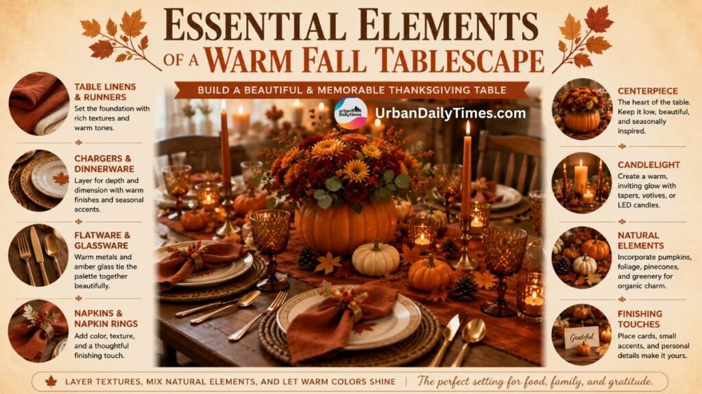 How To Set a Thanksgiving Table in Warm Fall Colors 4 Thanksgiving Table in Warm Fall Colors Essential Elements of a Warm Fall Tablescape