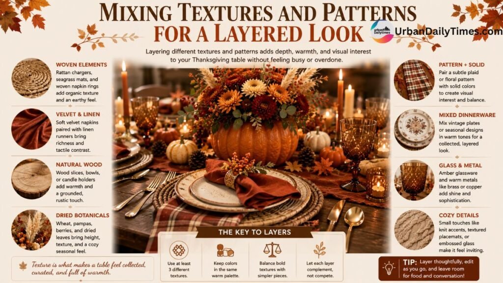 How To Set a Thanksgiving Table in Warm Fall Colors 6 Thanksgiving Table in Warm Fall Colors Mixing Textures and Patterns for a Layered Look