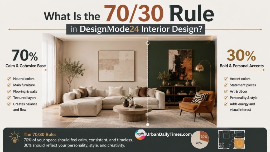 DesignMode24 Interior Design: The 70/30 Layout Rule Behind Their Most-Saved Room Makeovers 2 What Is the 7030 Rule in DesignMode24 Interior Design