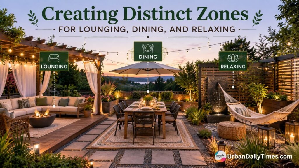 Outdoor Living Space Styling Ideas for Patios, Terraces and Gardens 2 Outdoor Living Space Styling Ideas Creating Distinct Zones for Lounging Dining and Relaxing