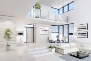 Modern home décor living room with minimalist furniture, neutral colors, and natural light in 2025 interior design style