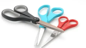 Cool scissors set with black, blue, and red handles for precise cutting