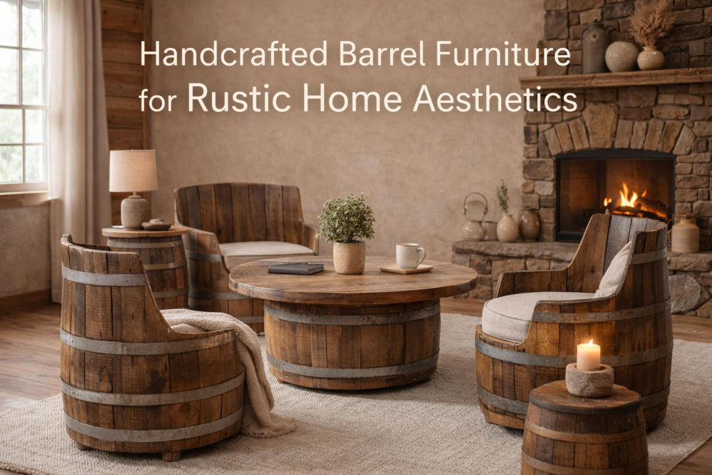 Handcrafted Barrel Furniture for Rustic Home Aesthetics